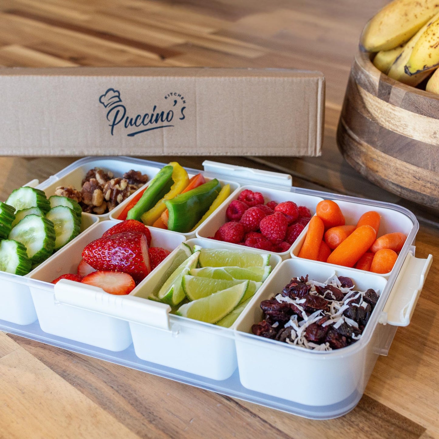 Puccino's Kitchen Snack Box Container - 1 Pack - Microwave & Dishwasher Safe - Versatile Snack Box, Serving Tray, Ideal Lunchable Container
