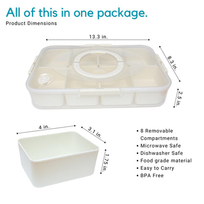 Puccino's Kitchen Snack Box Container - 1 Pack - Microwave & Dishwasher Safe - Versatile Snack Box, Serving Tray, Ideal Lunchable Container